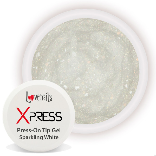 Xpress Press-On Tip Glue Gel Sparkling White 15ml