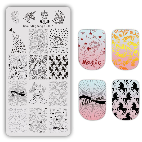 Einhorn Stamping Schablone Beauty 7