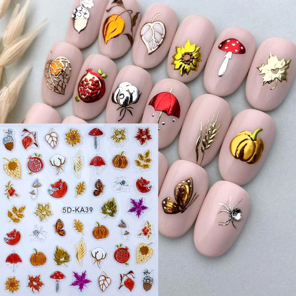nail sticker 3D Herbst Blätter Lovenails