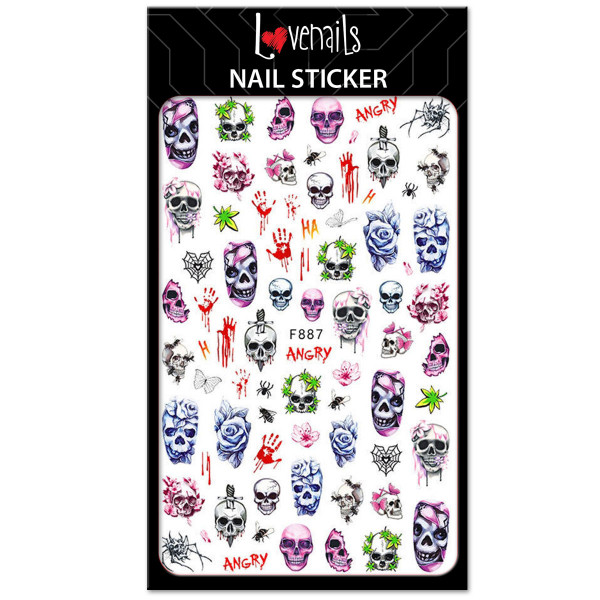 Nail Sticker totenkopf Nailart Silber