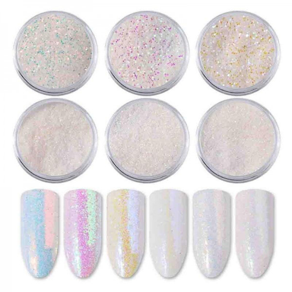 6 Glitter Mix Set für Nailart und Modellage