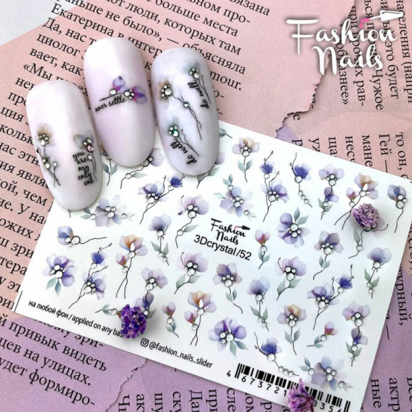 Blumen 3D Crystal Nail Slider nailart