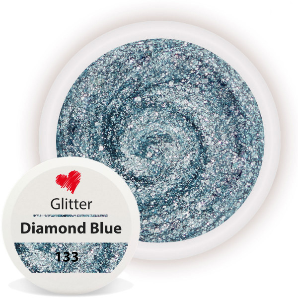 Glitter Farbgel Diamond Blue Blau 5ml Nailart UV-Gel Modellage