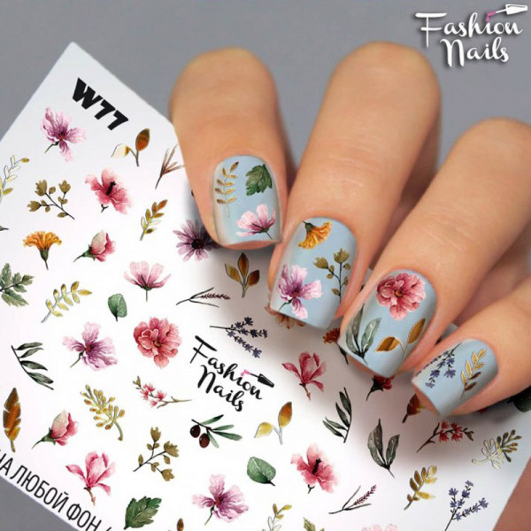 Blumen Slider Fashion Nails Sommer Bunt Design