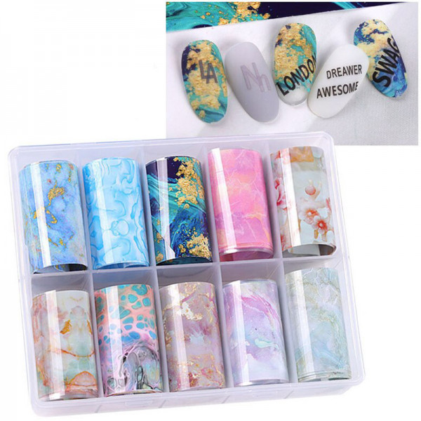 Transferfolien Box Marmor Effekt Nails