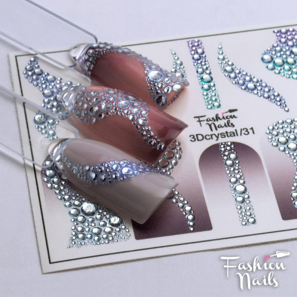 3D Crystal Nail Slider Bubble Design Fashion Nails